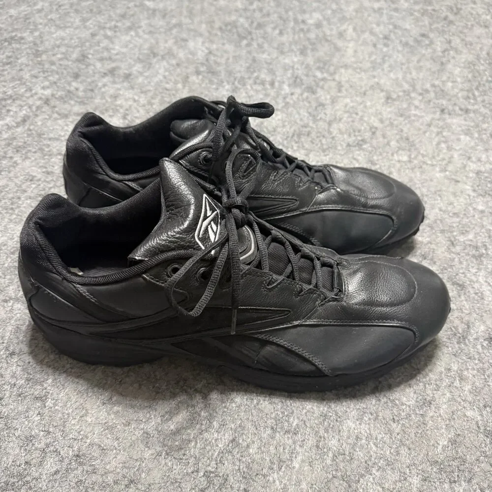 Vtg Reebok MLB Authentic Collection Black Leather Turf Shoes Men Size 16 RB409